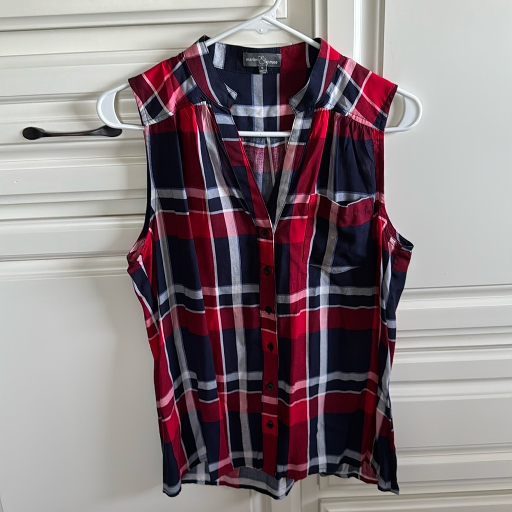 Market & Spruce Plaid Tank Blouse